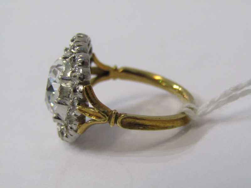 IMPRESSIVE 18ct YELLOW GOLD DIAMOND RING, principal old cushion cut diamond surrounded by further - Image 6 of 11