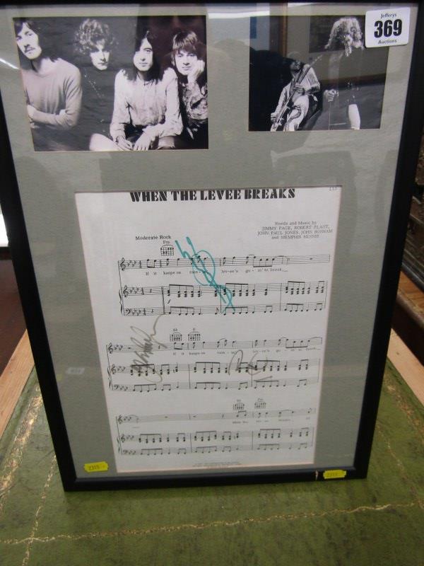 LED ZEPPELIN, signed sheet music "When the Levee Breaks" with Certificate of Authenticity by S G