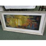 GEORGE HUTCHINS, signed oil on board "Riverside", 15.5" x 39"