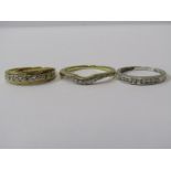 3, 9ct GOLD DIAMOND SET ETERNITY STYLE RINGS