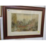 FRED MEW, signed watercolour dated 1892 "Waltham Abbey", 11" x 16.5"