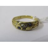 18ct YELLOW GOLD VINTAGE SAPPHIRE & DIAMOND RING, size L, approx 3.4 grams