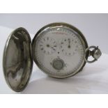 UNUSUAL WHITE METAL CASED FULL HUNTER POCKET WATCH, by Arnold Adams of London, dial set with compass