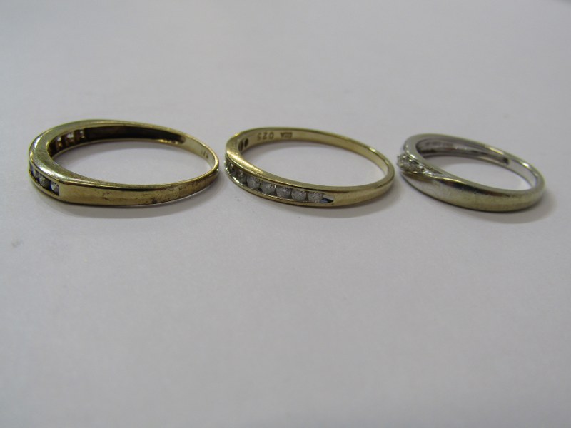 3, 9ct GOLD DIAMOND SET ETERNITY STYLE RINGS, sizes O/P/I - Image 4 of 4