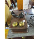 ANTIQUE TELEPHONES, wood wall mounted telephone, possible use on railway in 1950s