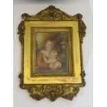 PORTRAIT MINIATURE, early 19th Century gilt framed portrait "Rose and Rose Anne" by Caroline