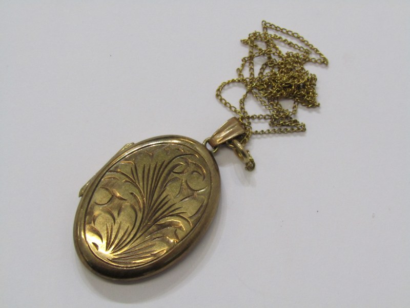 GOLD LOCKET & CHAIN, 9ct yellow gold locket on yellow metal chain, approx 7 grams weighable gold