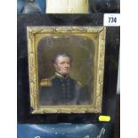 MILITARY PORTRAIT MINIATURE, oil on board "Captain Alexander Ellice", 6" x 4"