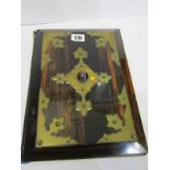 COROMANDEL, Victorian brass mounted and agate stone inset desk blotter, 11.5" height