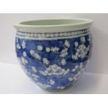 ORIENTAL CERAMICS, underglaze blue Hawthorn Blossom jardiniere, 10" height, 10" dia