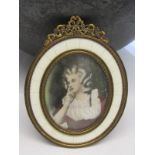 PORTRAIT MINIATURE, Continental replica oval framed easel portrait