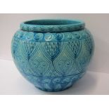 BURMANTOFTS FAIENCE, turquoise glazed jardiniere, model no 1423, 8" height