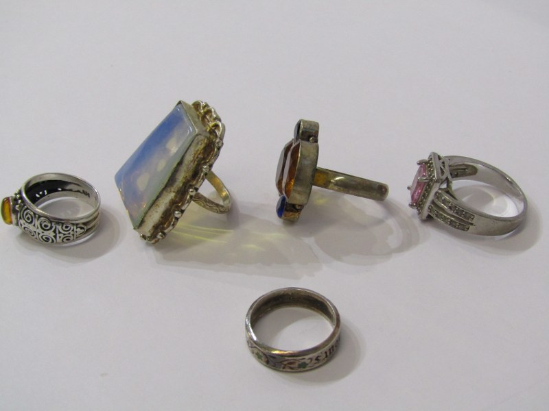 SILVER RINGS, selection of 11 silver rings, mostly stoneset, various designs and sizes - Image 5 of 6