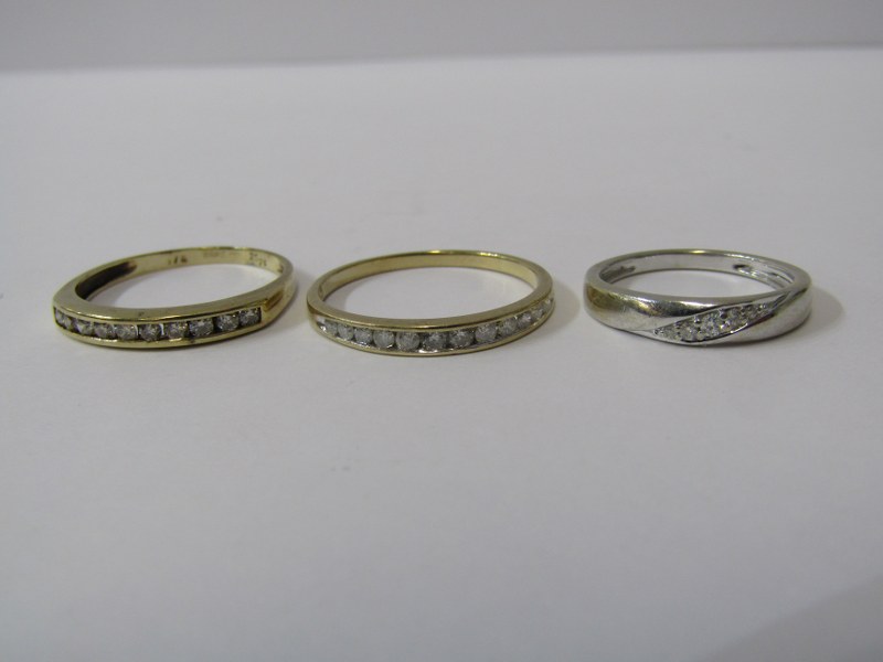 3, 9ct GOLD DIAMOND SET ETERNITY STYLE RINGS, sizes O/P/I - Image 2 of 4