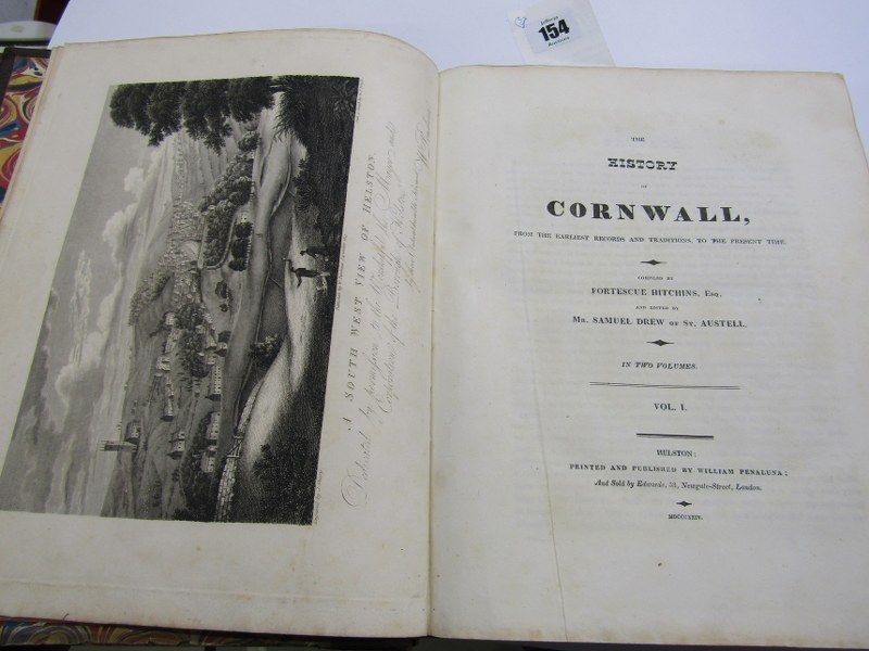 CORNWALL, Hitchins and Drew "The History of Cornwall" 1824 in 2 half leather bound volumes with - Image 3 of 4