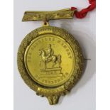 ORANGE ORDER GILT MEDALLION, a deputy masters medallion with clasp Inscribed "glorious memory - no