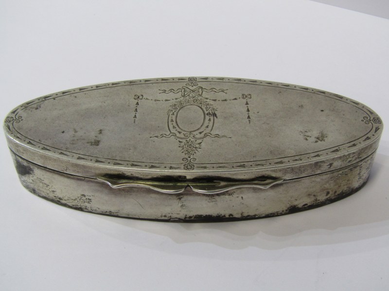 SILVER GREEN FELT LINED JEWELLERY BOX, Sheffield HM circa 1908