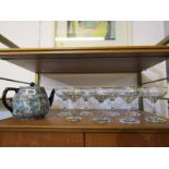 BABYCHAM, collection of 8 Babycham glasses, also mottled glazed teapot