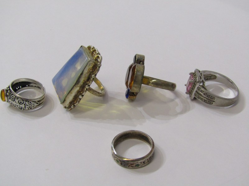 SILVER RINGS, selection of 11 silver rings, mostly stoneset, various designs and sizes - Image 6 of 6