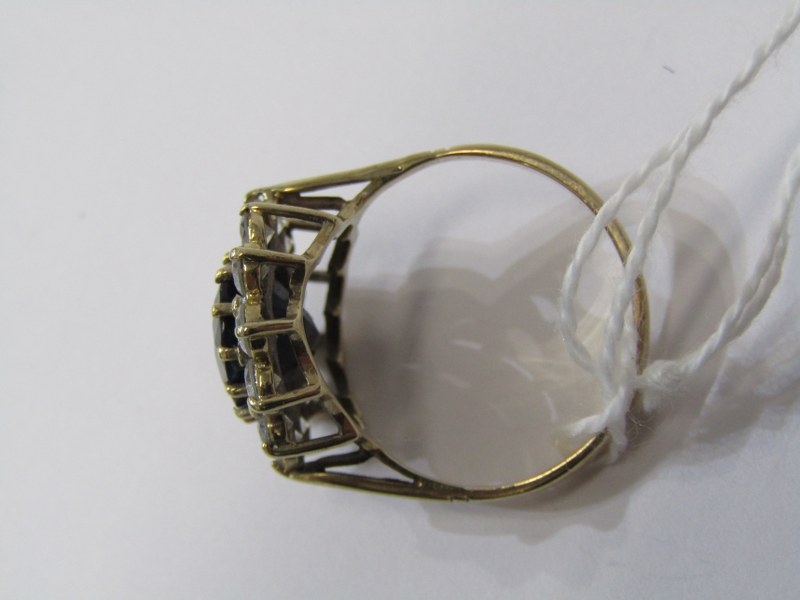 PRINCESS DIANA STYLE BLUE & WHITE STONE CLUSTER RING, set in 9ct yellow gold, size R - Image 5 of 6