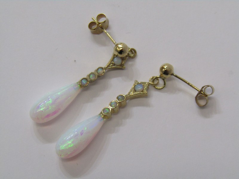 PAIR OF 9ct YELLOW GOLD OPAL DROP EARRINGS - Image 2 of 2