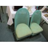 LLOYD LOOM, pair of green high domed back bedroom chairs - Lusty label to base