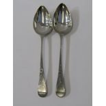GEORGIAN EXETER BRIGHT CUT SPOONS, pair of Old English pattern table spoons, Exeter 1797, maker