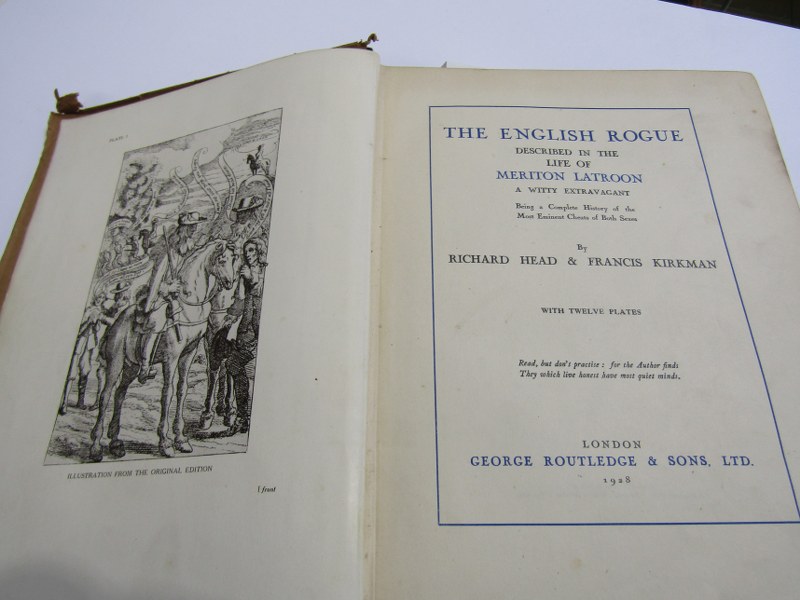 RICHARD HEAD & FRANCIS KIRKMAN, "The English Rogue - Life of Meriton Latroon" 1928 in original cloth - Image 3 of 4