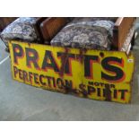 PRATT'S ENAMEL SIGN, Pratt's perfection motor oil sign A/F 52" wide x 19" high