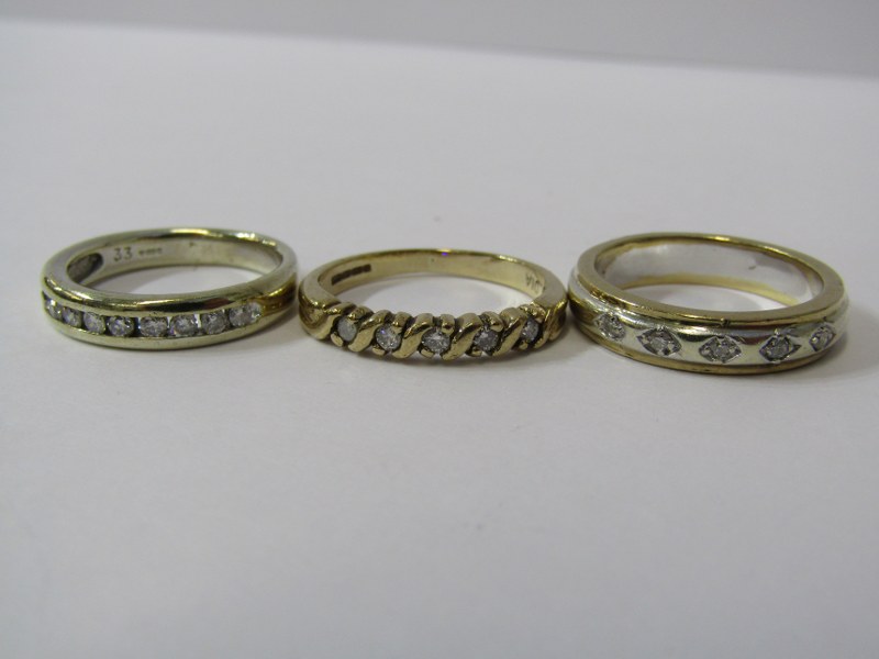 3, DIAMOND SET GOLD ETERNITY STYLE RINGS, size L/M/N - Image 2 of 2