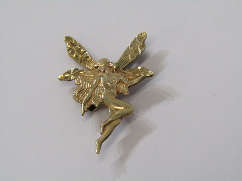 9ct YELLOW GOLD TINKERBELL FAIRY BROOCH