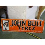 ADVERTISING, enamelled wall sign "John Bull Tyres", 12" x 36"