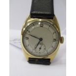 9ct GOLD ZENITH MECHANICAL WRIST WATCH, manual wind with date aperture, serial no 3266770, dates to