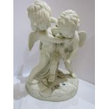 VICTORIAN PARIAN GROUP, of 2 wrestling Putti (damaged) 15" height