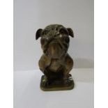 TREEN, attractive carved wooden Bulldog brush holder (1 glass eye missing) 10" height