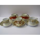 REGENCY COFFEE CANS, pair of Greek key border coffee cans and matching saucers, also Derby "Serpent"