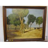 F. SANCHA, signed oil on canvas dated 1822 "The Courtyard", 24" x 28.5"
