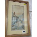 W. SANDS, signed watercolour "St Ives", 9.5" x 4.5"