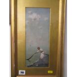 VITTORIO CAPESSIERO, signed oil on board "Neapolitan Fisherwoman", 11.5" x 5"