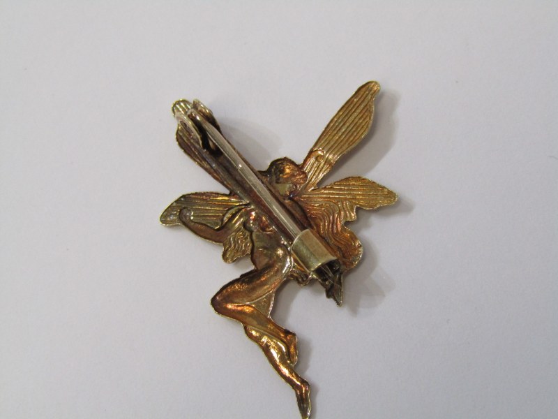 9ct YELLOW GOLD TINKERBELL FAIRY BROOCH - Image 4 of 4