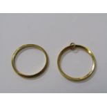 2, 22ct YELLOW GOLD WEDDING BANDS, approx 3.5 grams