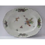 RED ANCHOR CHELSEA, bird and floral decorated oval tureen stand with relief moulded design (some