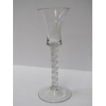 ANTIQUE GLASSWARE, 18th Century bell bowl wine glass with airtwist stem, 6.5" height