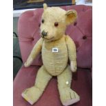 VINTAGE CHILTERN TEDDY BEAR, loveworn gold plush jointed body, 22" height
