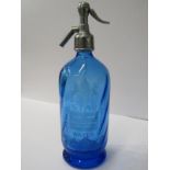 VINTAGE SODA SYPHON, "The Star, Camberley" blue glass soda syphon