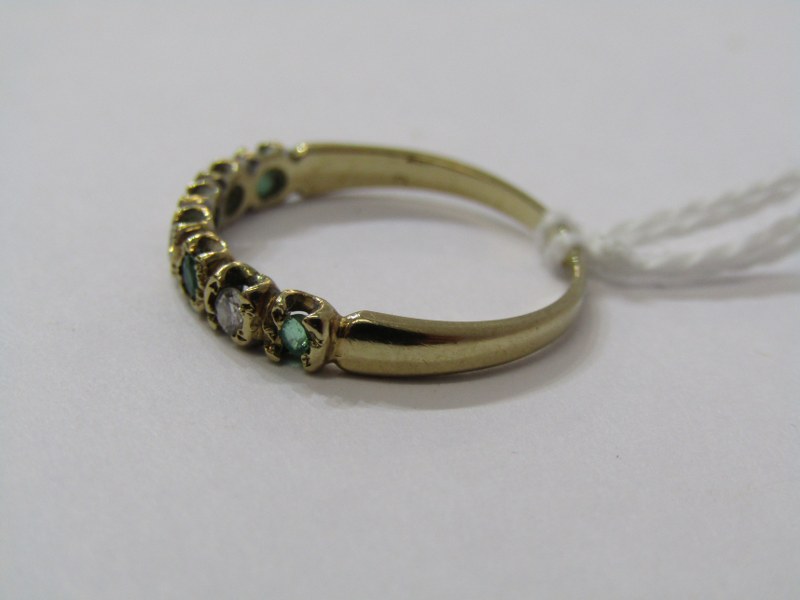 9ct YELLOW GOLD EMERALD & DIAMOND ETERNITY STYLE RING, 4 brilliant cut emeralds each seperated by - Image 3 of 4