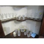 WATERFORD GLASS, collection of "Lismore" design of 10 graduated tumblers, 9 sherries, 6 liquors