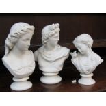 PARIAN, Copeland pedestal bust "Miranda" by W C Marshall, 11" height; together with 2 other other