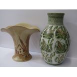 ART DECO, Beswick crinoline edge "Brown Cottage" pattern 8" vase and Denby Art pottery 11" vase with