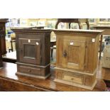 Two Spanish oak hanging cupboards.